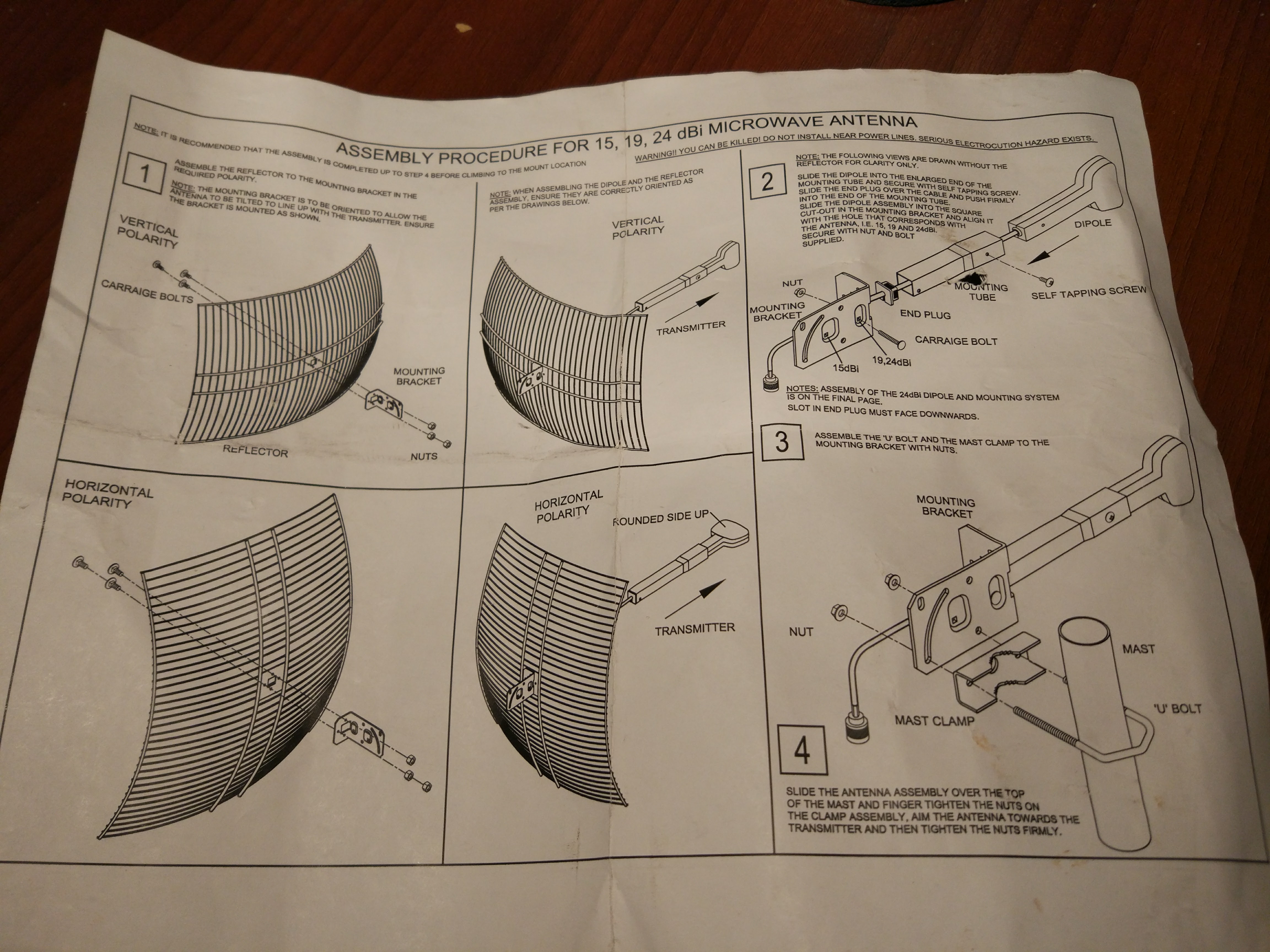 Instruction manual from original antenna
